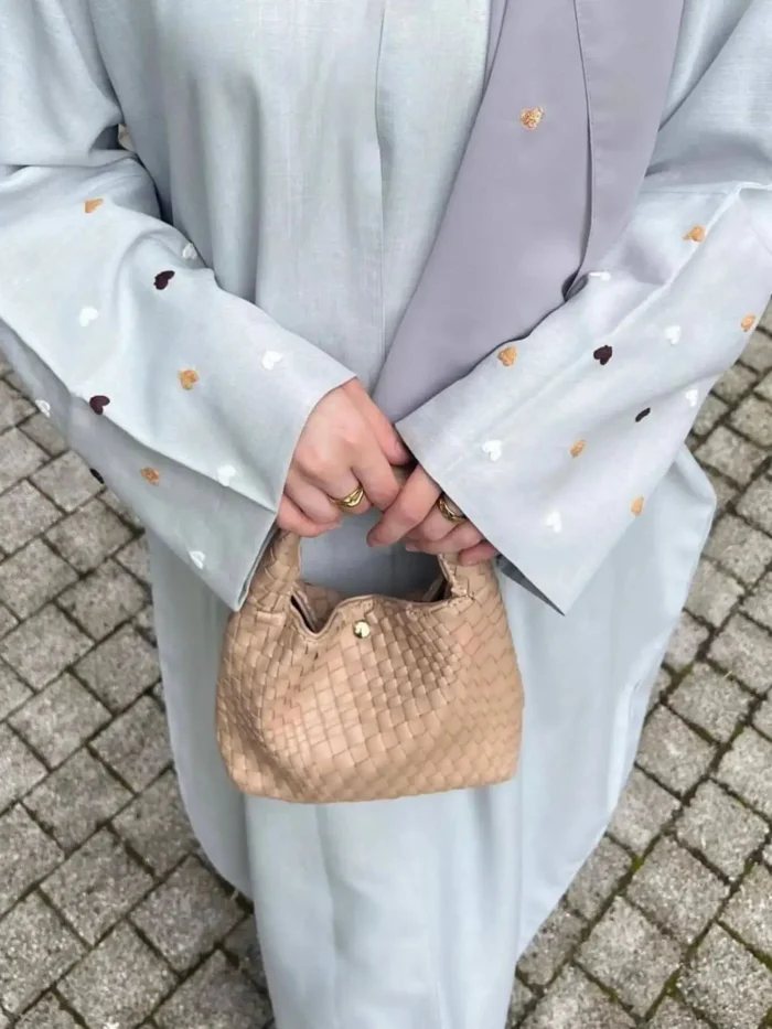 Love Embroidery Kimono With Belt Oversized Muslim Robe abaya syari female full length Muslim abaya Worship Service abayas wy1926 5