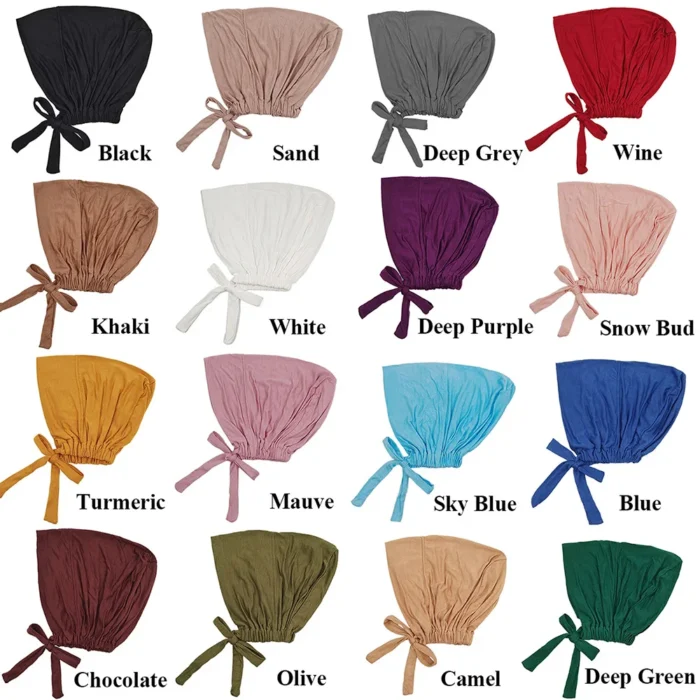 New Soft Modal Muslim Turban Hat Inner Hijab Caps Islamic Underscarf Bonnet India Hats Female Headwrap Turbante Mujer 4