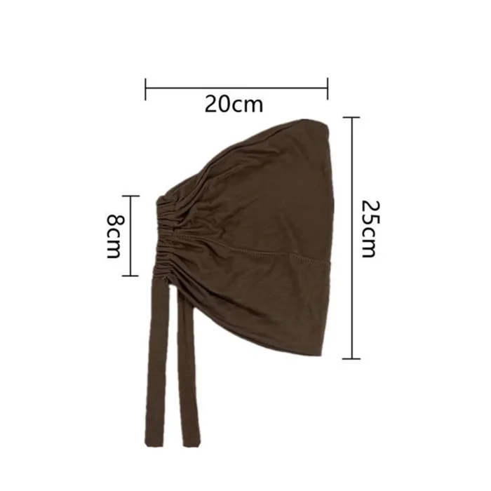 Modal Muslim Turban Hat Inner Hijab Caps Islamic Underscarf Bonnet India Hat Female Headwrap Turbante Mujer Hijab Cap With Rope 6