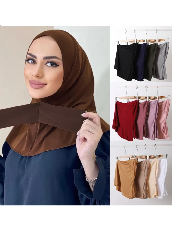 Classical Islam Women Ready To Wear Snap Fastener Hijabs For Woman Full Cover Head Wraps Scarf Turban Caps Turbante Mujer 1