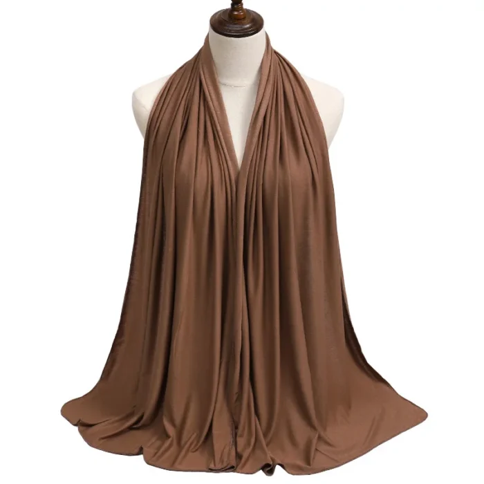 Cotton Jersey Hijab Scarf Long Muslim Shawl Plain Soft Turban Tie Head Wraps For Women Africa Headband 170x60cm 5