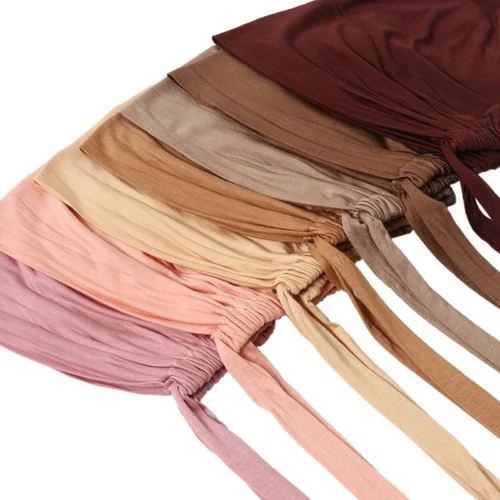 Modal Muslim Turban Hat Inner Hijab Caps Islamic Underscarf Bonnet India Hat Female Headwrap Turbante Mujer Hijab Cap With Rope 3